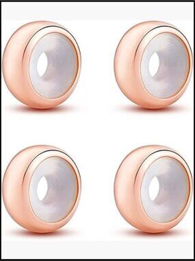 4 Sterling Silver Beads Charms Fit Pandora Bracelet Rose Gold Plated Slide On